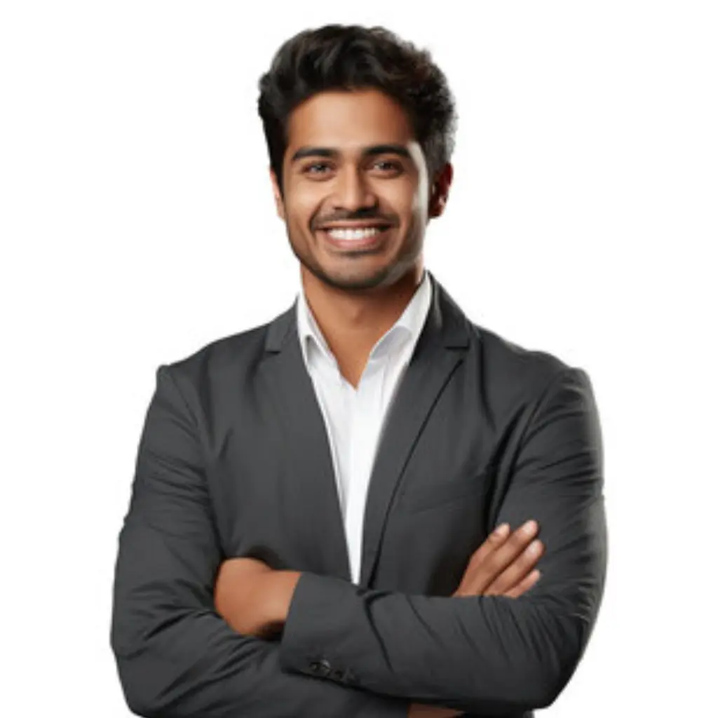 Professional portrait of a man in a blazer representing the founder and lead designer of HSP Interiors.